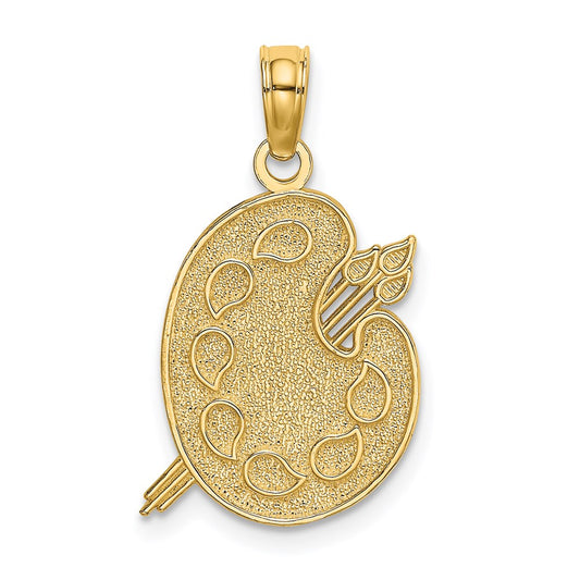 14K Engraved Textured Painters Pallet Charm