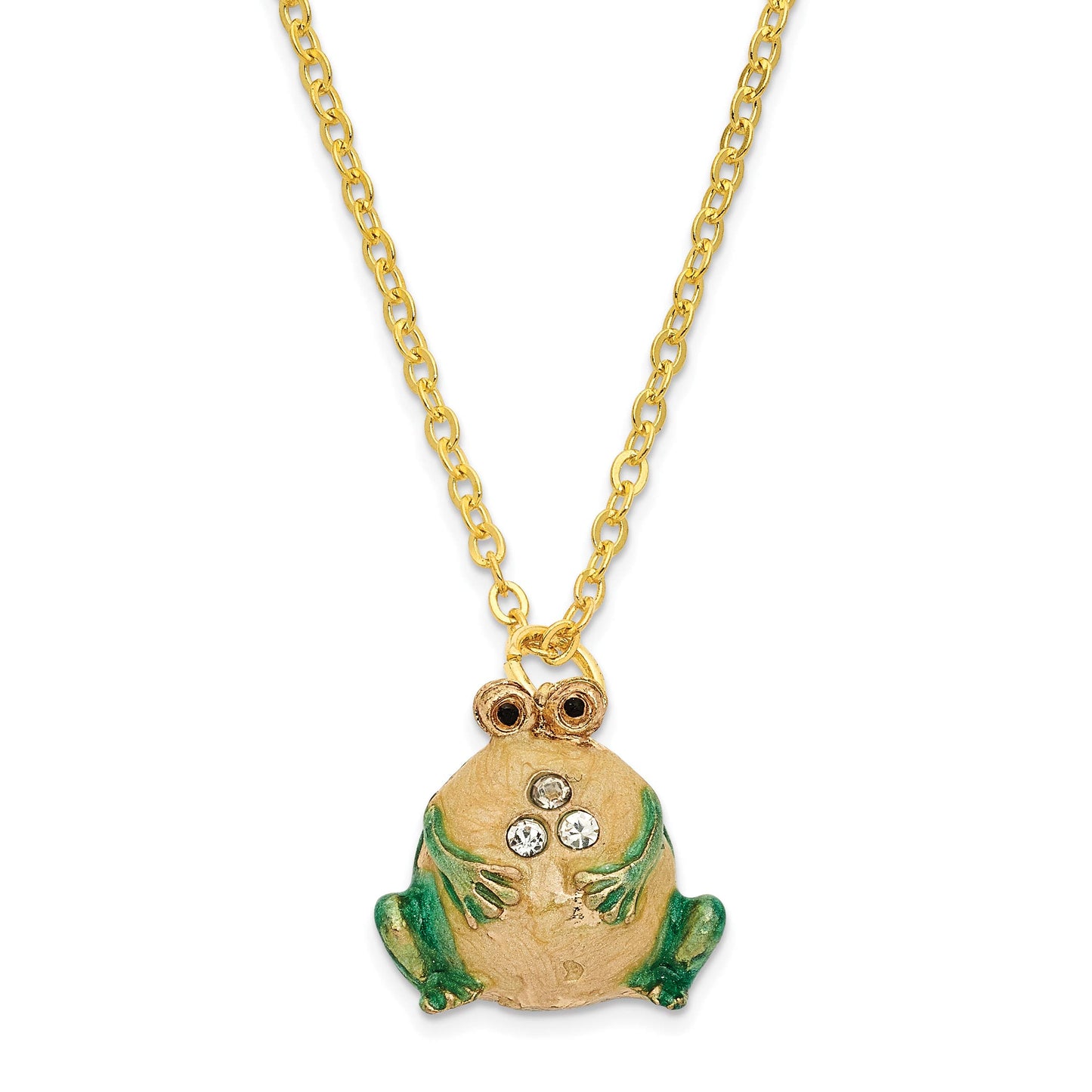 Luxury Giftware by Jere 'The Bullfrog Trinket' Green/Yellow Metal/Pewter/Crystal Box