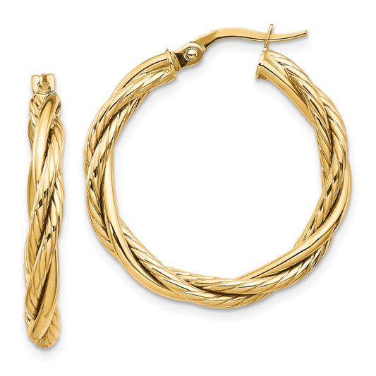 10K Polished Twisted Hoop Earrings
