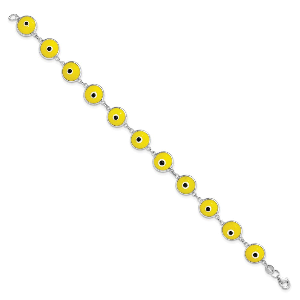 Sterling Silver Reversible Enameled Yellow Eye Bracelet