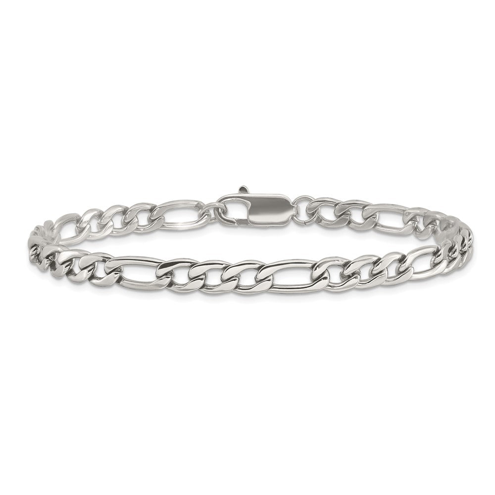 Stainless Steel Polished 9in Figaro Bracelet 9 inches