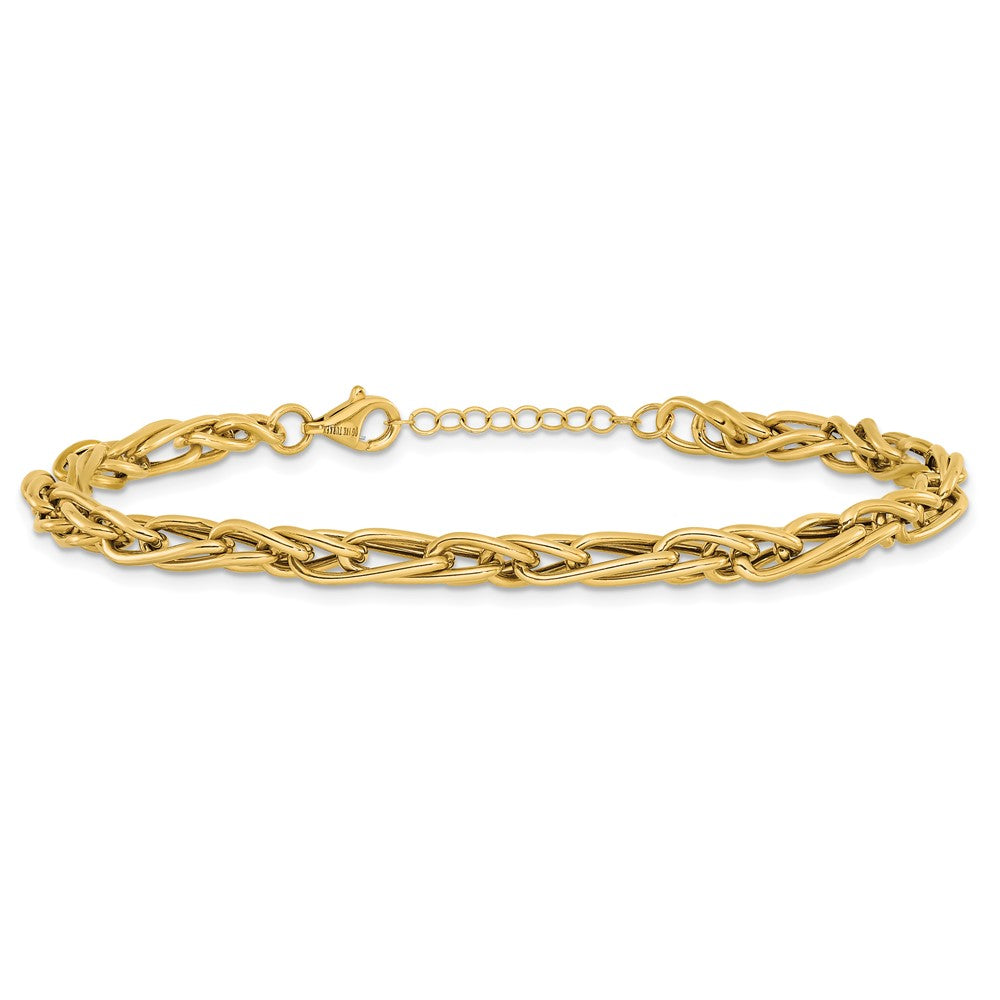 10K Polished Fancy Link w/1in ext. Bracelet 8.5  inches