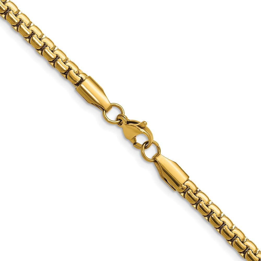 Chisel Stainless Steel Polished Yellow IP-plated 4mm 18 inch Flat Box Chain