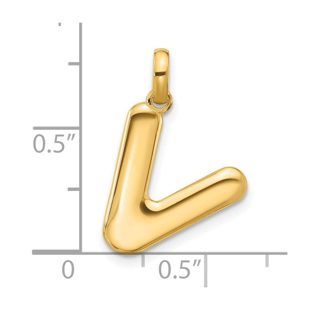 14k Yellow Gold Fancy Letter V