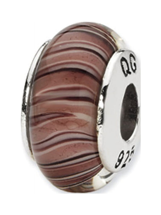 Sterling Silver Reflections Mauve/Purple Hand-blown Glass Bead