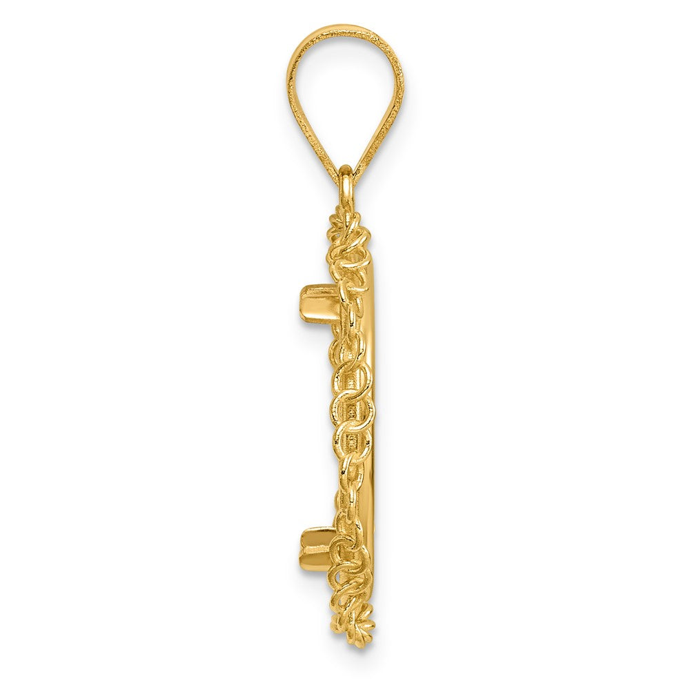 14k Polished Twisted Ring with 18.0mm Prong Coin Bezel Pendant