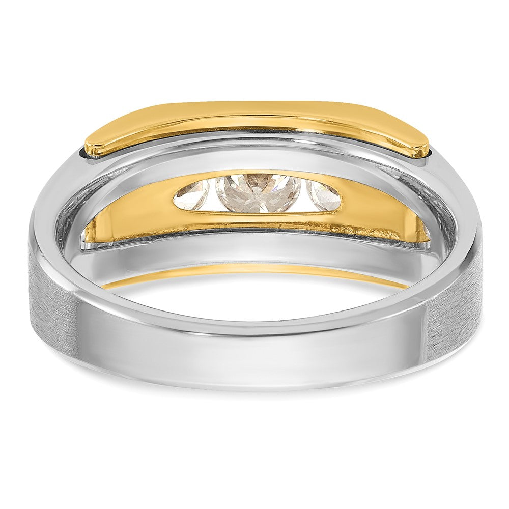 IBGoodman 14k Two-tone 1 carat Lab Grown Diamond VS/SI+ G+ Three Stone Complete Men's Ring