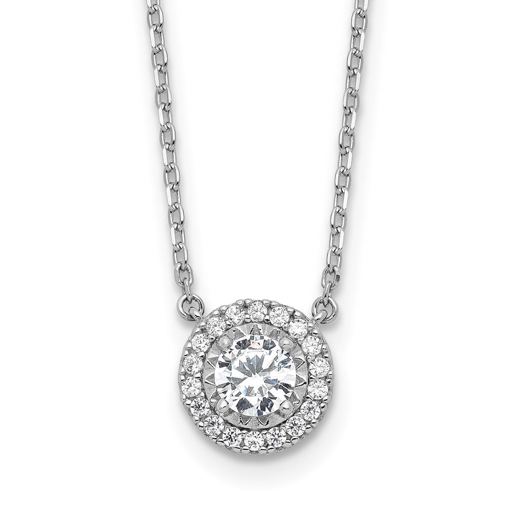 Sterling Shimmer Sterling Silver Rhodium-plated CZ 19 Stone 16 inch with 2 inch extender Round Necklace 16 Inches