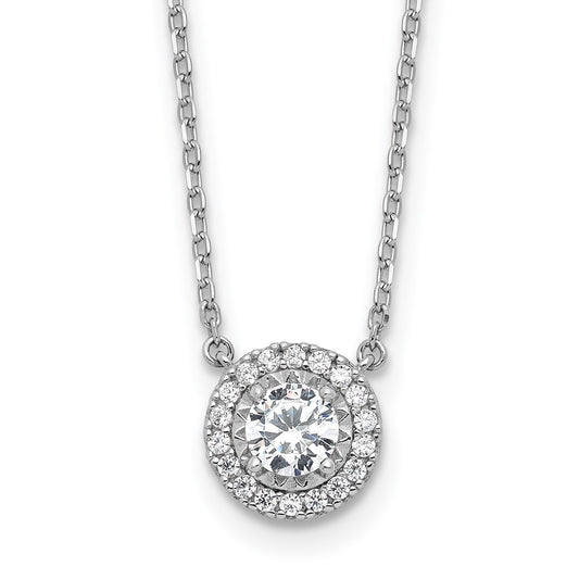 Sterling Shimmer Sterling Silver Rhodium-plated CZ 19 Stone 16 inch with 2 inch extender Round Necklace 16 Inches