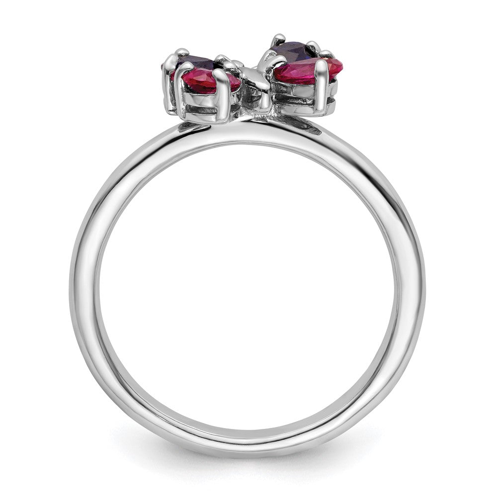 Sterling Silver Stackable Expressions Cr Ruby & Cr Sapphire Butterfly Ring Size -7