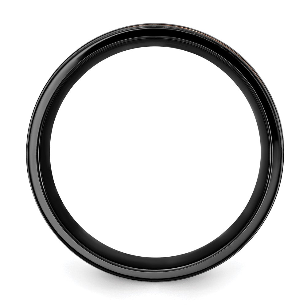 Black Zirconium Brushed & Polished Rose IP-plated 8mm Band Size - 12