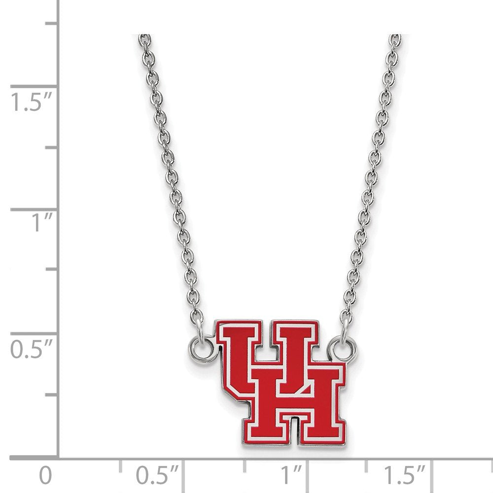 LogoArt Sterling Silver University Of Houston Small Enamel Pendant Necklace