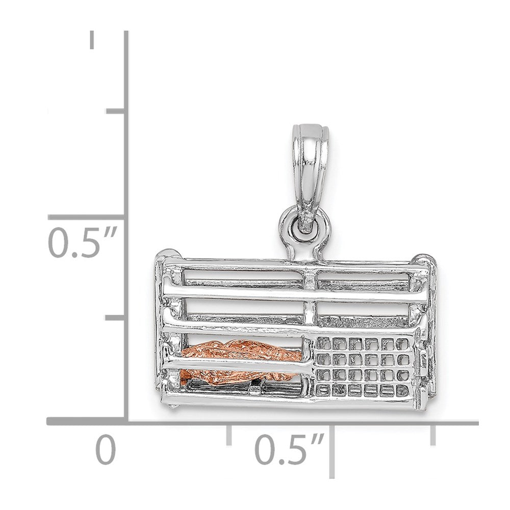 14K Two-Tone 3D Lobster Trap Moveable Charm