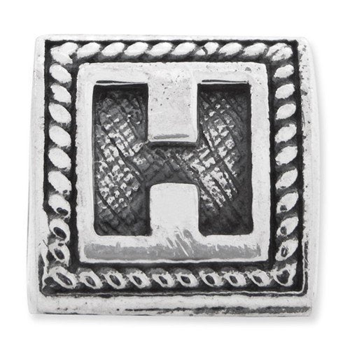 Reflection Beads QRS1429H Sterling Silver Letter H Triangle Block Bead