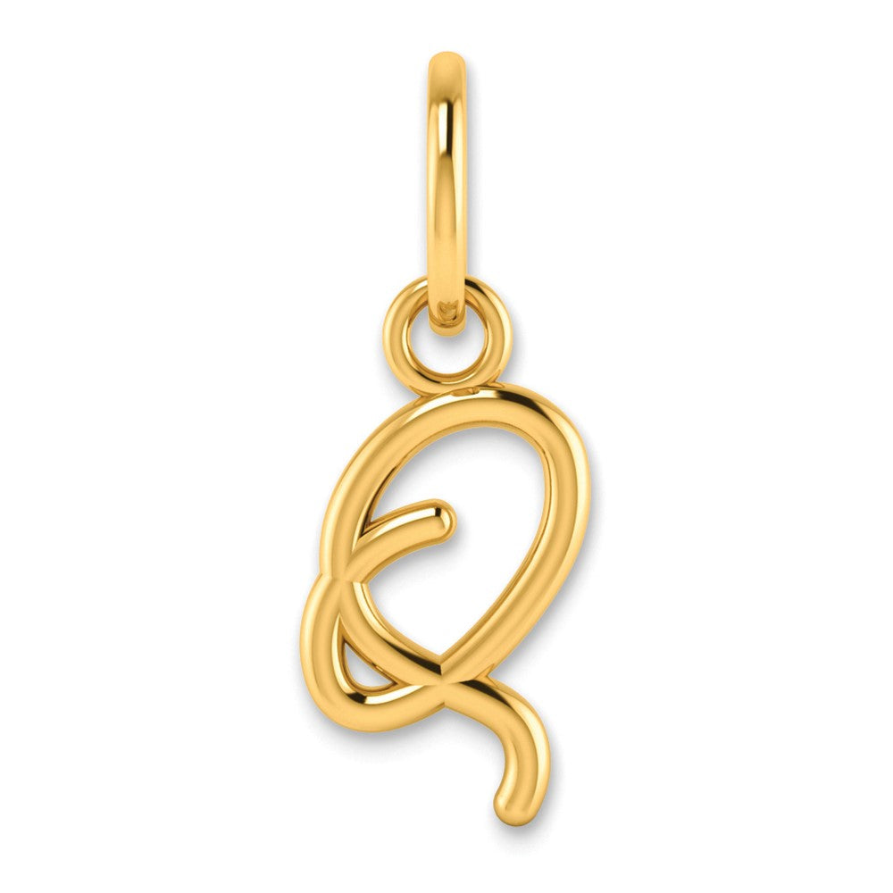 Sterling Silver Gold-plated Upper case Letter Q Initial Charm
