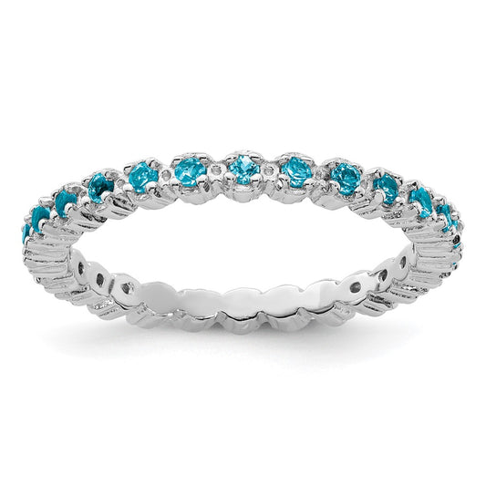 Sterling Silver Stackable Expressions Blue Topaz Ring Size -9