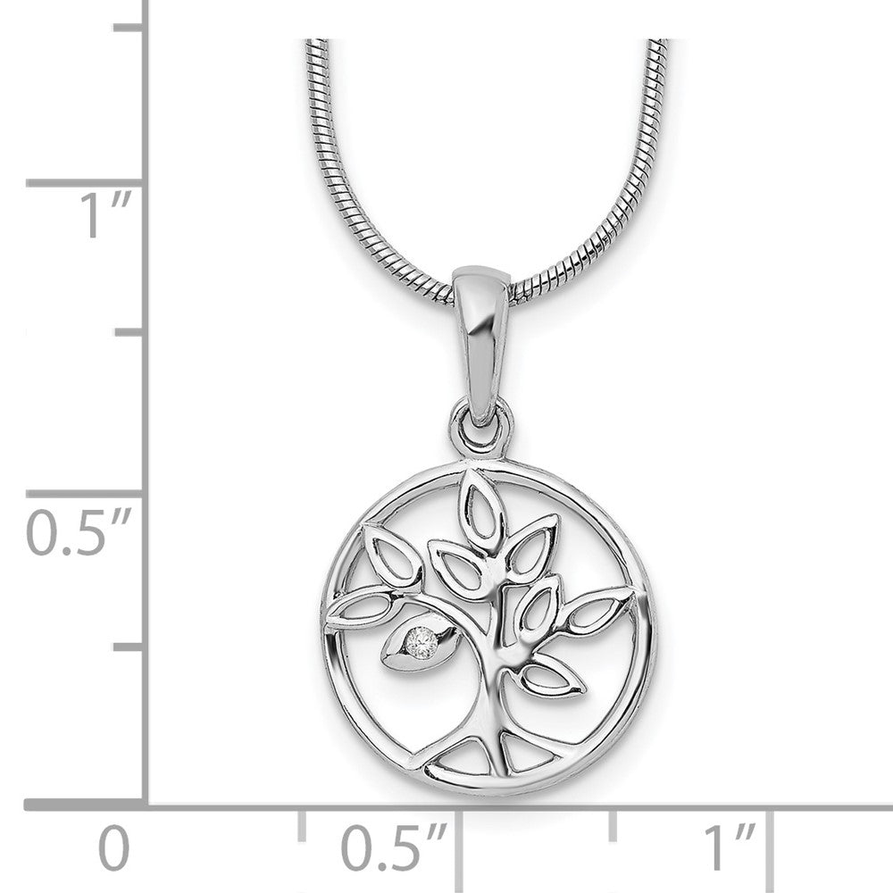 White Ice Sterling Silver Rhodium-plated 18 Inch Diamond Tree Necklace with 2 Inch Extender 18 Inches