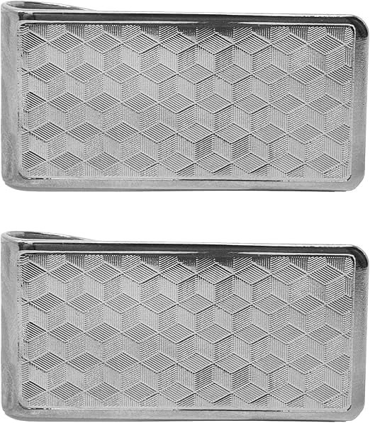 Set of 2 Chrome-Plated Slim Stainless Steel Money Clips in Brass (Pebble Grain)