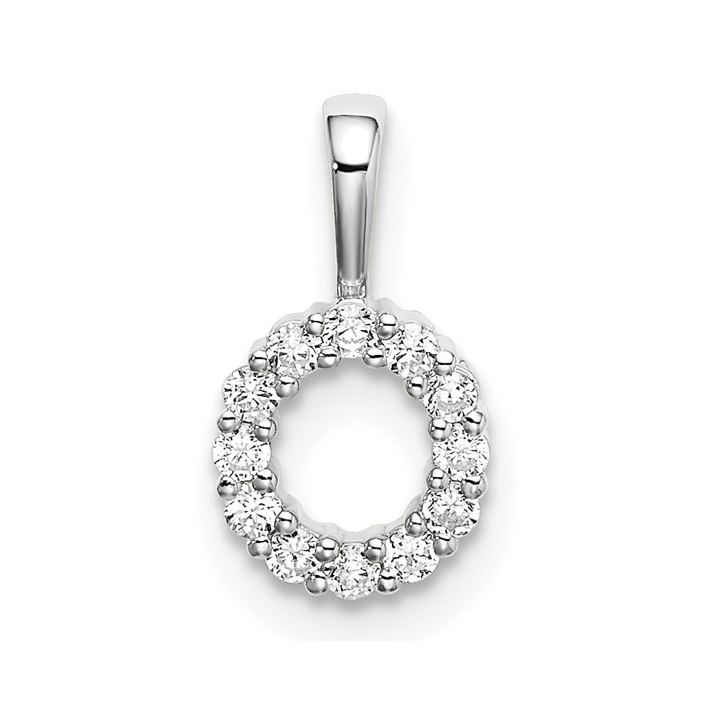 14k White Gold 1/8 carat Lab Grown Diamond VS/SI+ G+ Letter O Intitial Pendant