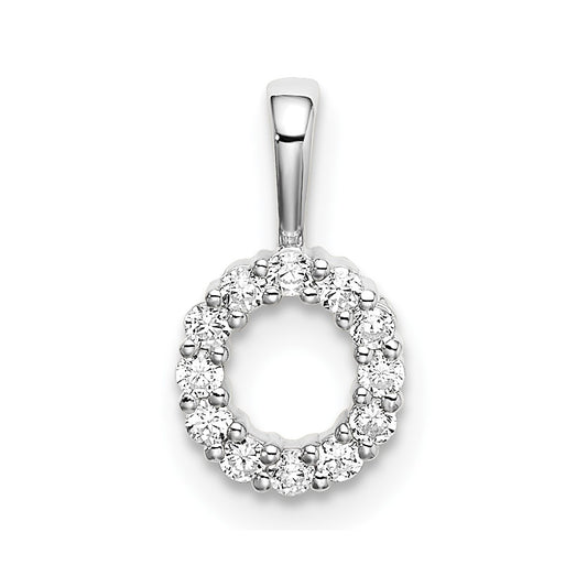 14k White Gold 1/8 carat Lab Grown Diamond VS/SI+ G+ Letter O Intitial Pendant