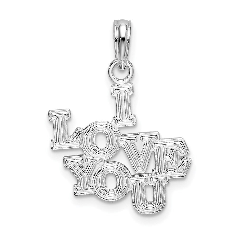 Sterling Silver Rhodium-plated Polished I LOVE YOU Pendant