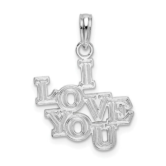Sterling Silver Rhodium-plated Polished I LOVE YOU Pendant