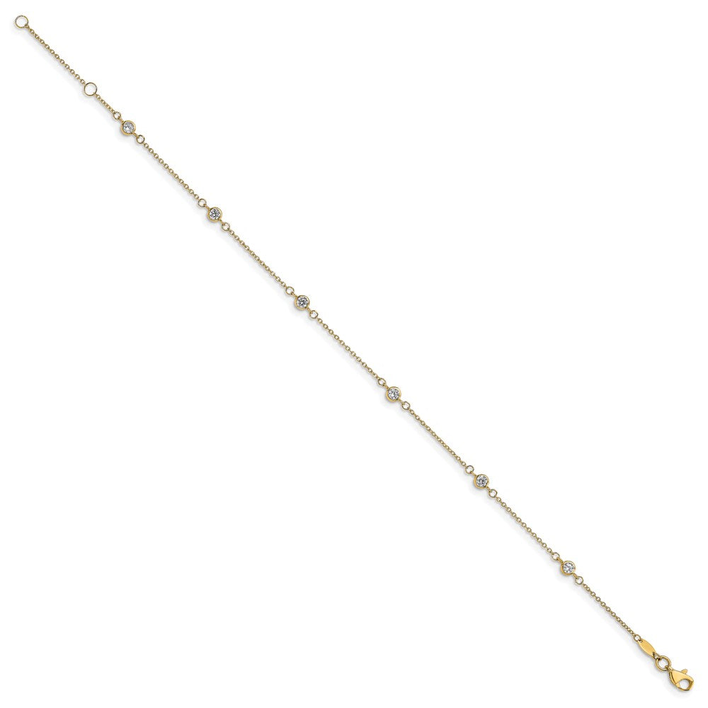 14K CZ Polished with 1in ext. Anklet
