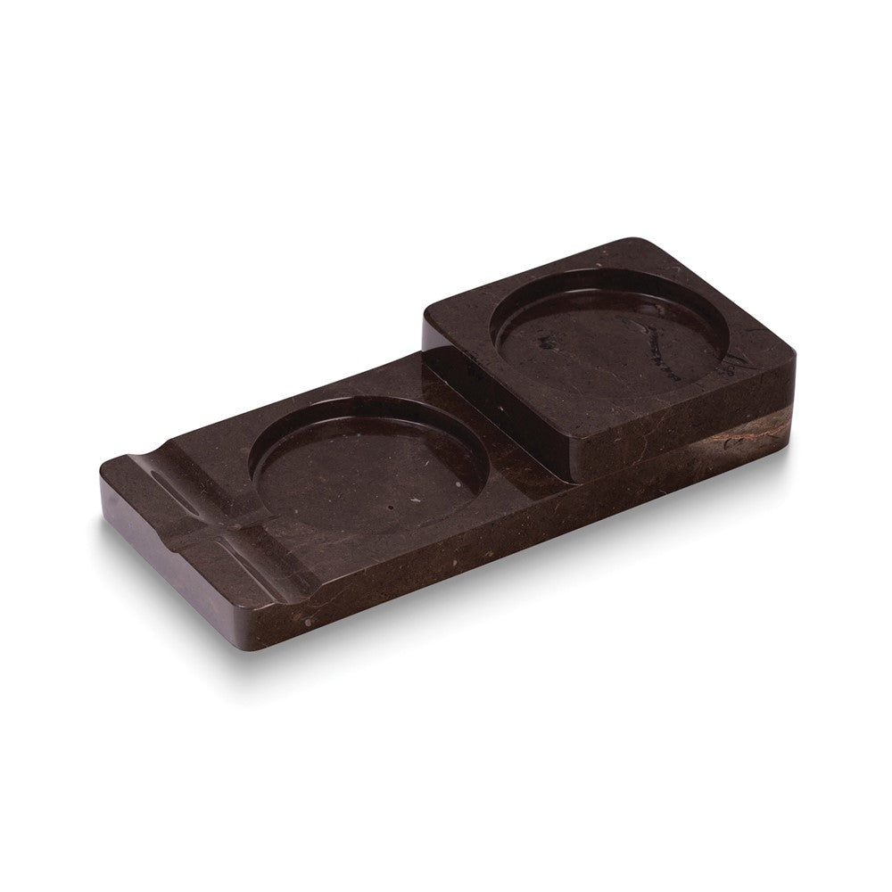 Brown Marble Cigar Ashtray and Coaster