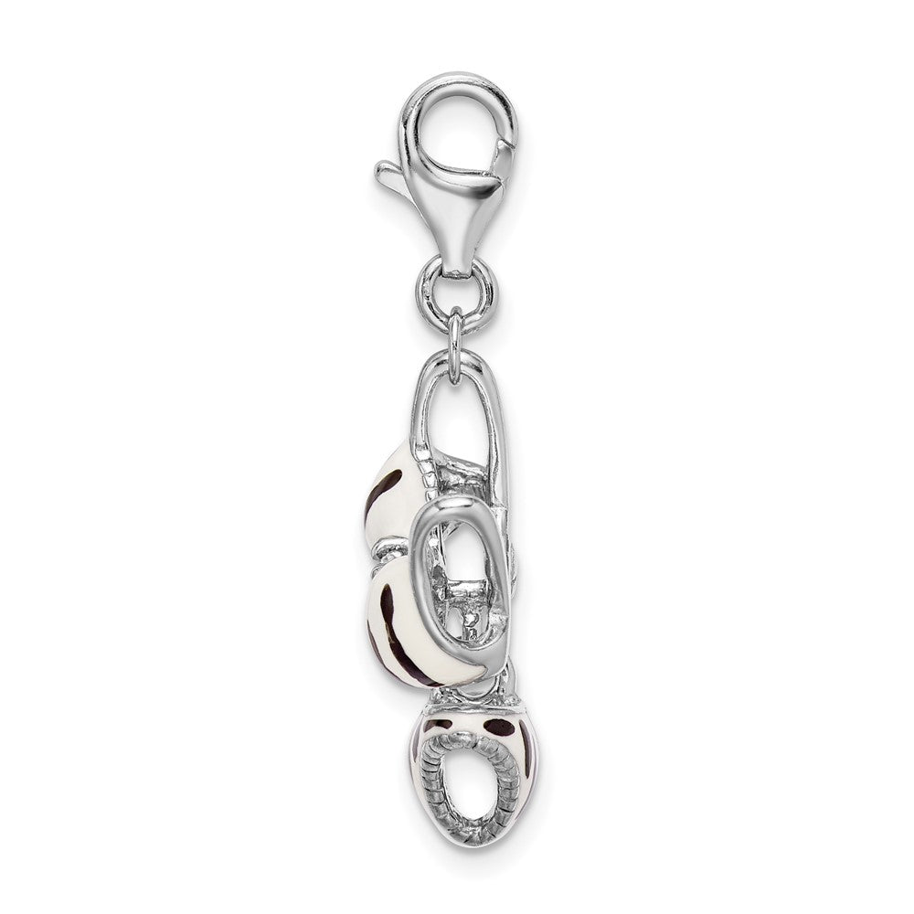 Amore La Vita Sterling Silver Rhodium-plated Polished 3-D CZ Enameled Zebra Bikini Pendant