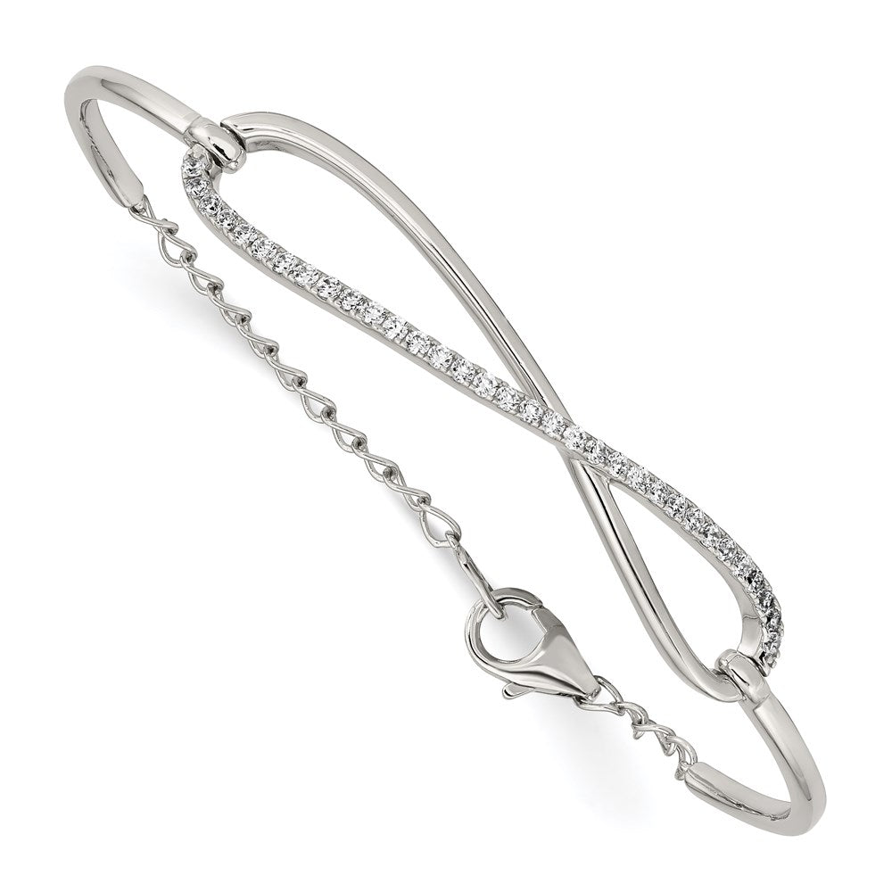 Sterling Shimmer Sterling Silver Rhodium-plated 33 Stone CZ Infinity Symbol Bracelet 7 inches