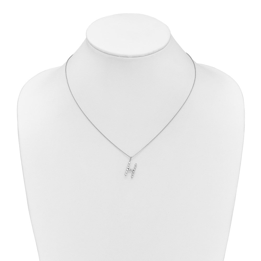True Origin 14k White Gold 1/2 carat Lab Grown Diamond VS DEF 18 inch Alphabet H Pendant Necklace