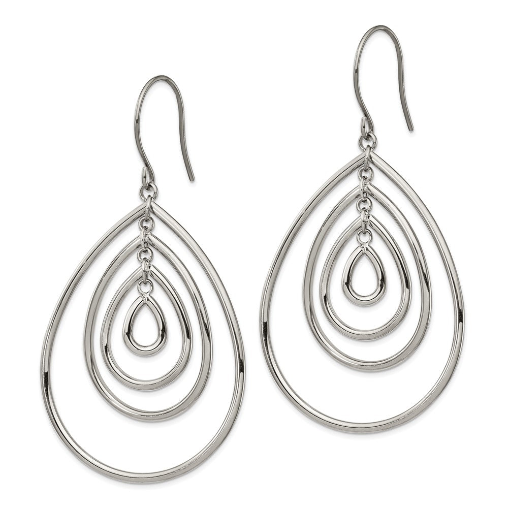 Stainless Steel Polished Dangle Shepherd Hook Earrings