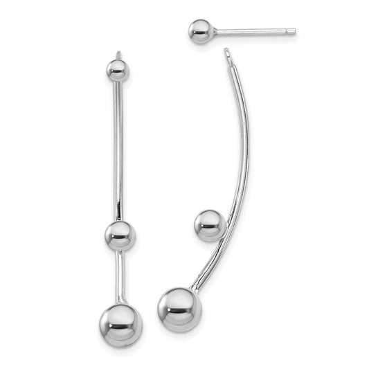 Sterling Silver RH-plated Ball and Bar Jackets w/3mm Ball Earrings