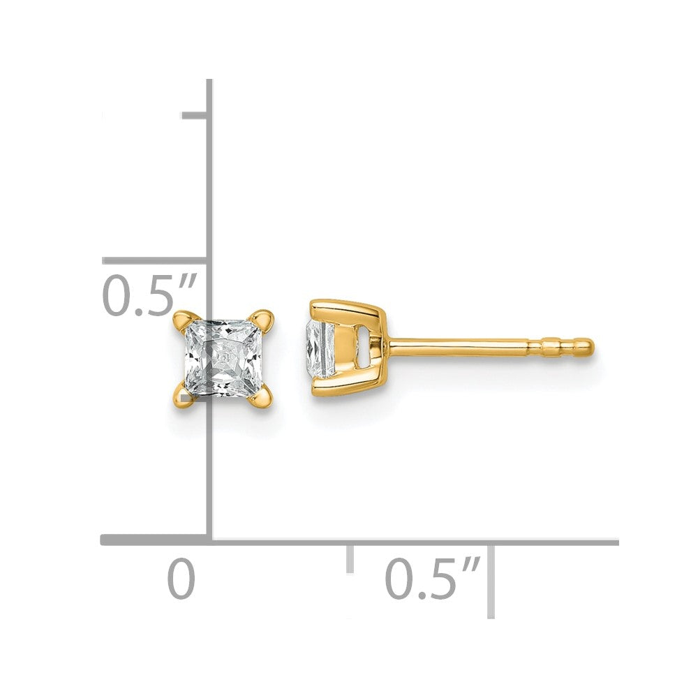 14k Yellow Gold 1/2 ctw Lab Grown Diamond VS+ F+ Princess 4 Prong Heavy Wt. Stud Earrings