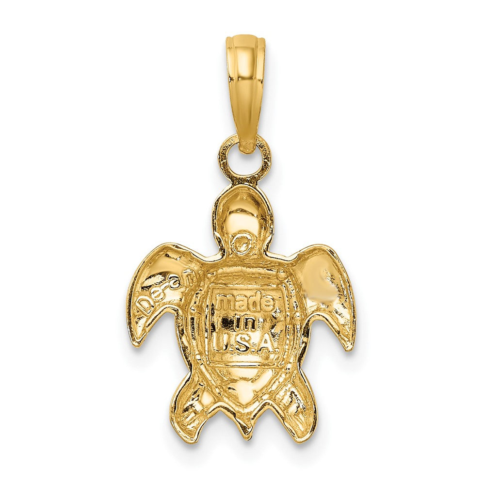 10K 2-D Textured Sea Turtle Charm