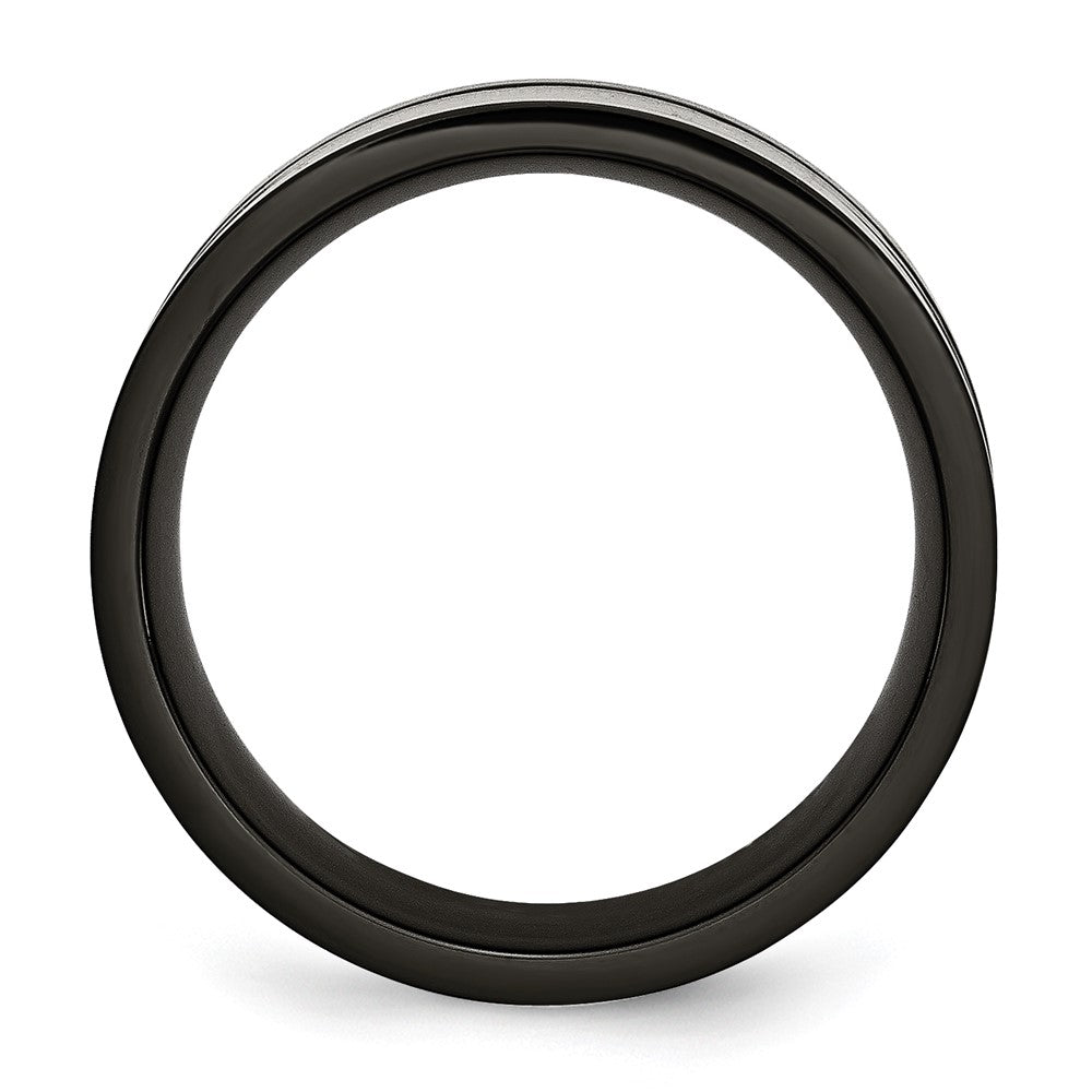 Stainless Steel Polished 9mm Black IP-plated w/Carbon Fiber Inlay Band