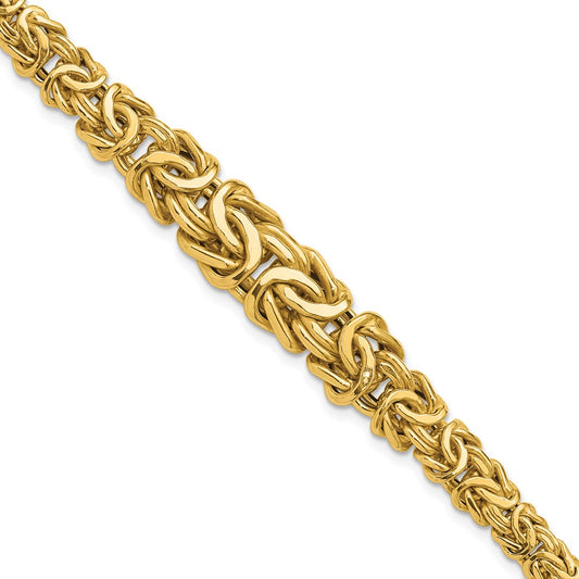 14K Polished Byzantine Graduated Bracelet 7.5  inches