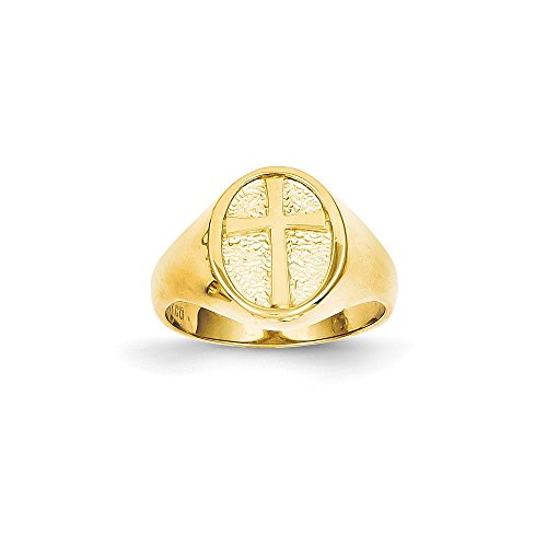 14k Polished Eternal Life Cross Ring Size 7
