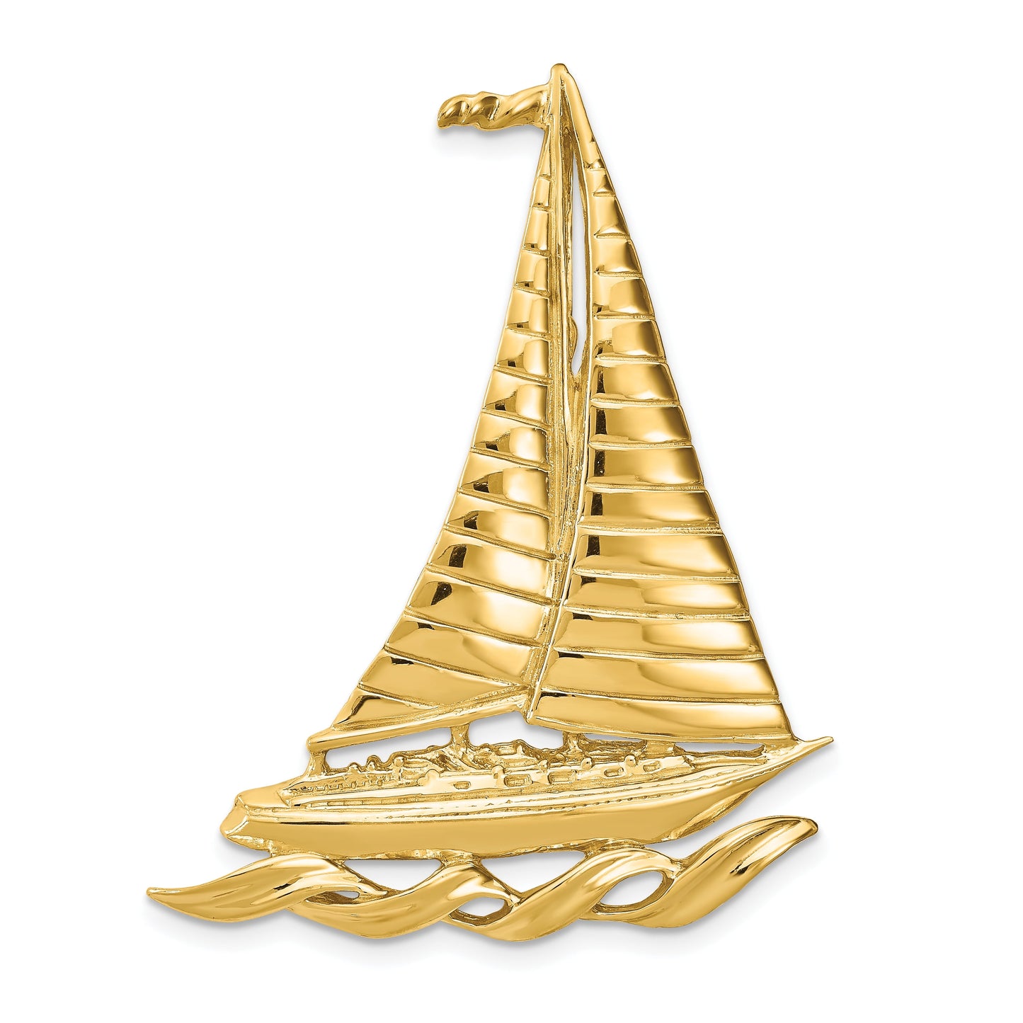 14k Sailboat with Waves Pendant