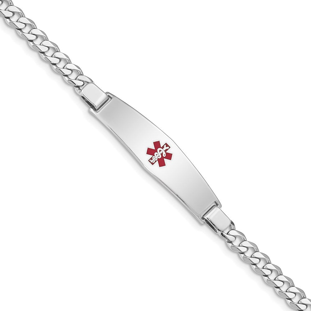 Sterling Silver Rhodium-plated Medical ID Curb Link Bracelet 8 inches