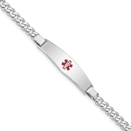Sterling Silver Rhodium-plated Medical ID Curb Link Bracelet 8 inches