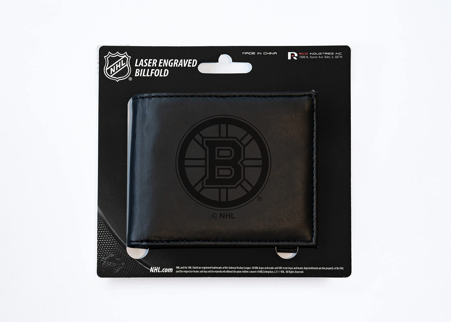 Boston NHL Bruins Laser Engraved Black Billfold Wallet