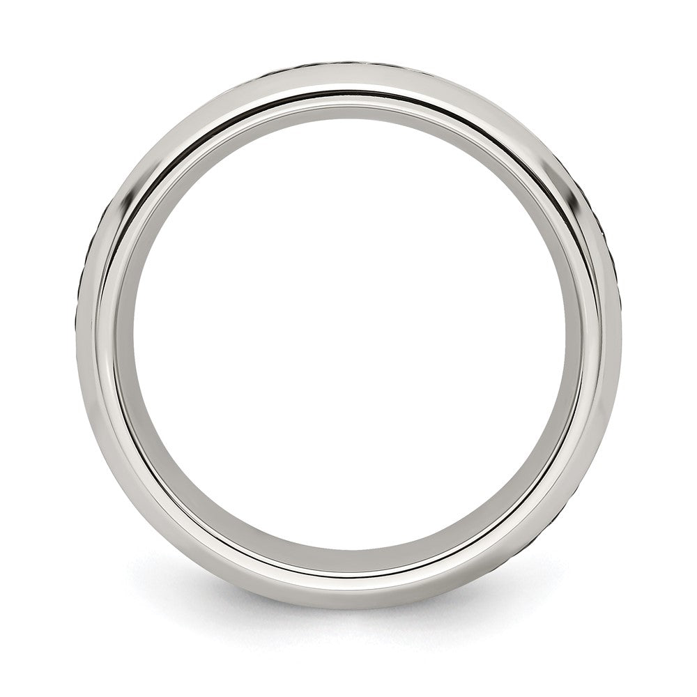 Edward Mirell Brushed/Polished Cobalt with Black Cable Accent 7mm Band Size 8.5