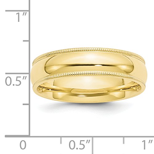 10k Yellow Gold 6mm Milgrain Half Round Comfort Fit Wedding Band Size 10