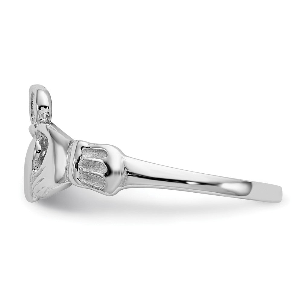 14k White Gold Polished Claddagh Ring Size 6