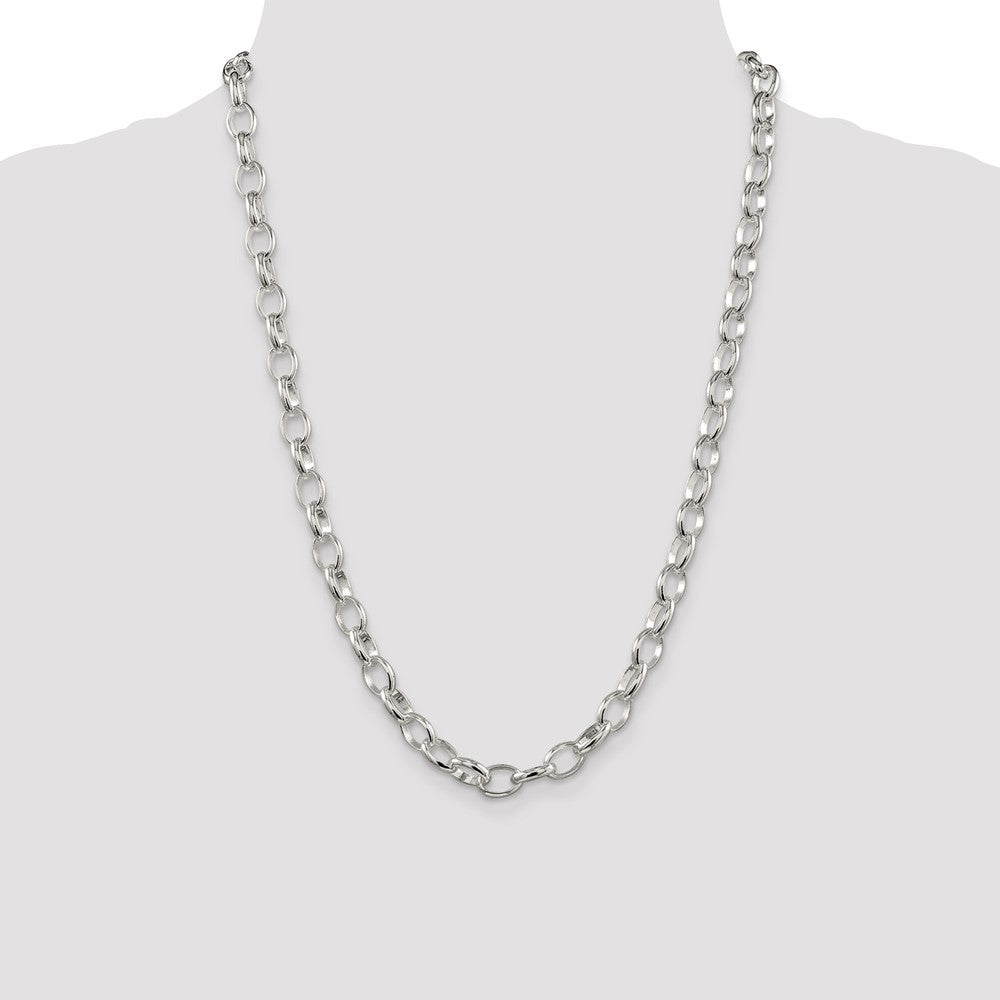 Sterling Silver 8mm Fancy Rolo Chain 24 Inches