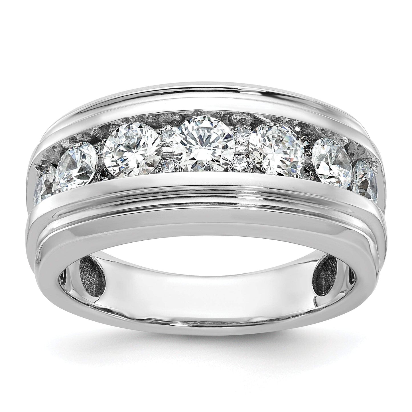 14k White Gold Men's Lab Grown VS/SI FGH Dia Complete Ring