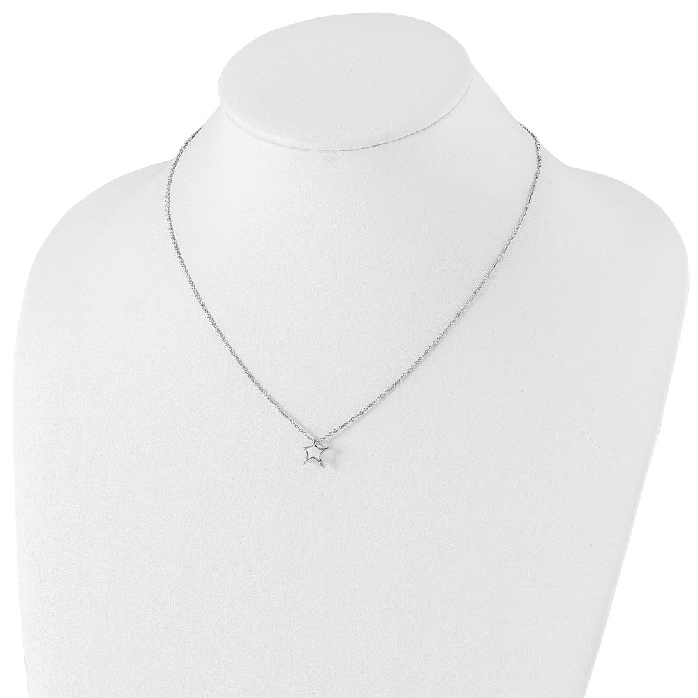 White Ice Sterling Silver Rhodium-plated 18 Inch Diamond Star Necklace with 2 Inch Extender 18 Inches