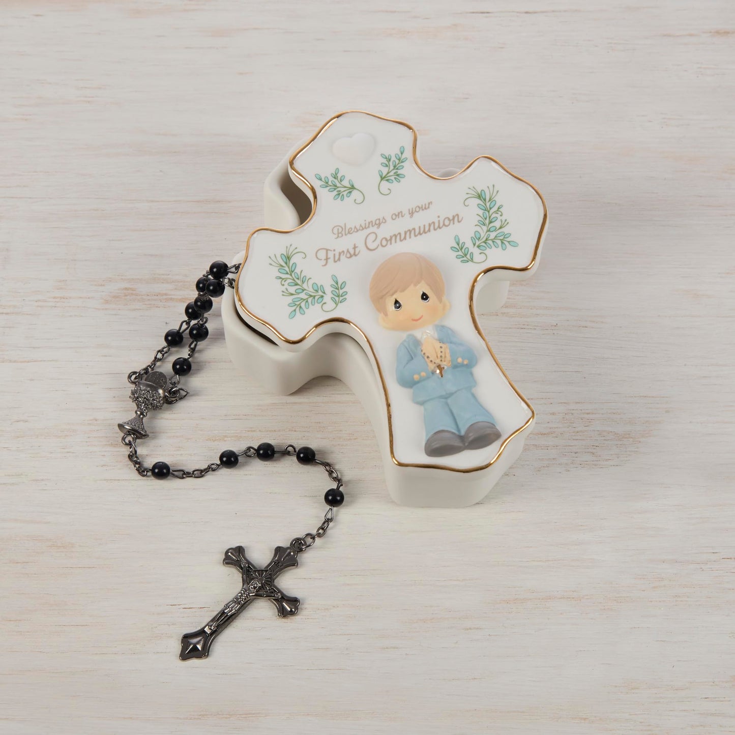 Precious Moments Blessings On Your First Communion Boy Rosary Box with Rosary, Count 1