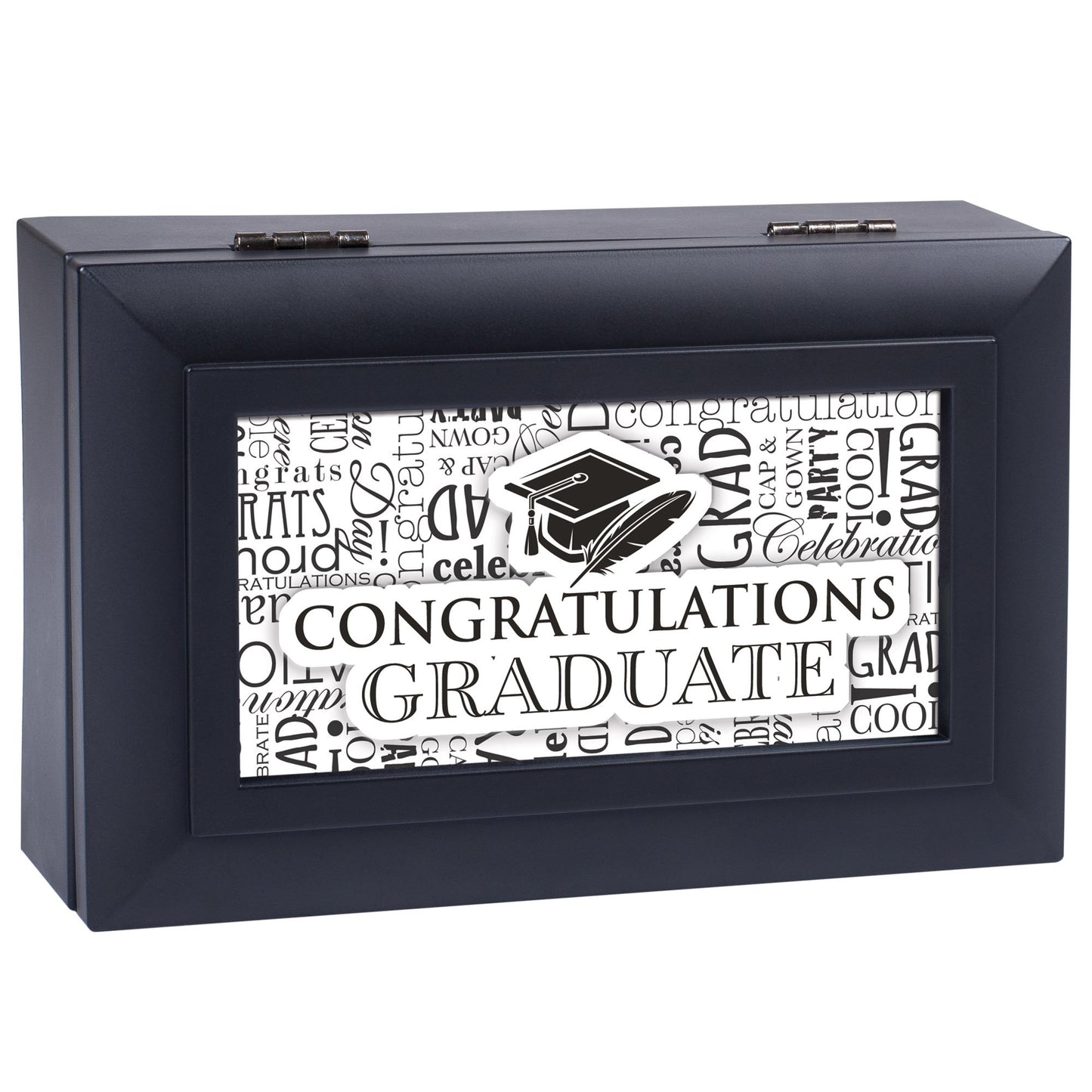 CONGRATULATIONS GRADUATE Black Resin Music Box